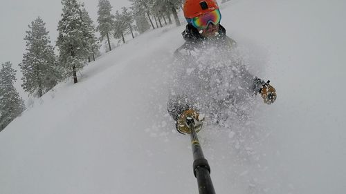 Man skiing in snow