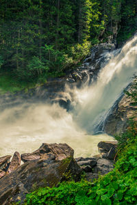 Panoramic view of the krimmler waterfalls, the highest waterfalls in austria.