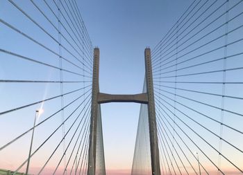 Low angle view of suspension bridge