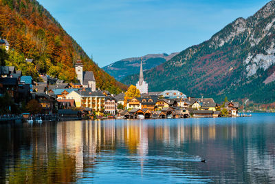 Hallstatt village in autumn, austria