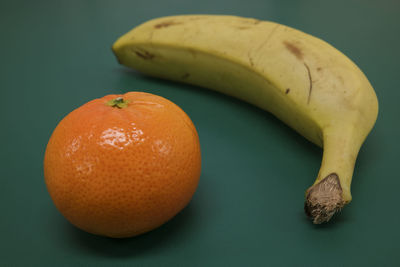 High angle view of orange on table