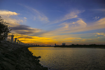 Scenic view of sea at sunset