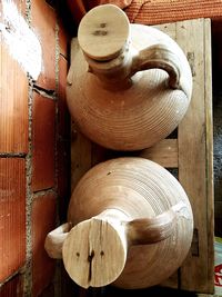 Close-up of bread on wood