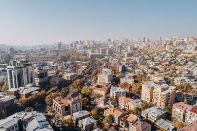 High angle view of buildings in yerevan