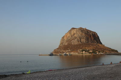 Scenic view of sea against clear sky