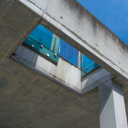 Low angle view of building against blue sky