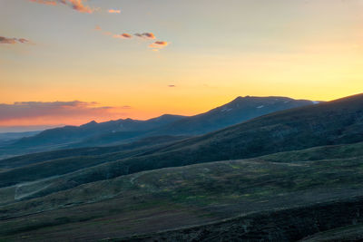 Scenic view of landscape against sky during sunset