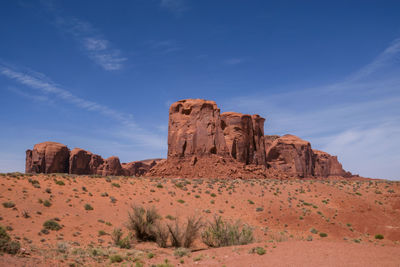 Rock formations on landscape against sky