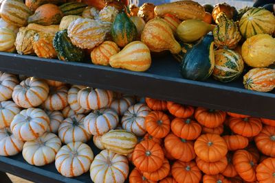 Pumpkins for sale at market stall