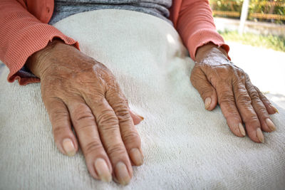 Close-up of senior woman hands