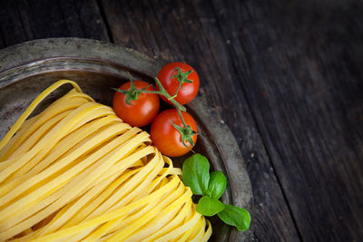 High angle view of tomatoes on table