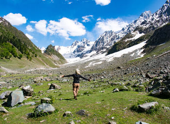 People walking on field