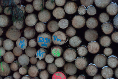 Full frame shot of logs