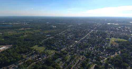 High angle view of townscape against sky