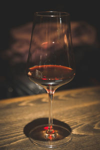 Close-up of wineglass on table