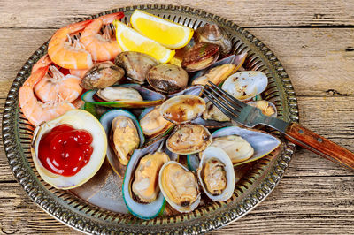 High angle view of meal served in plate