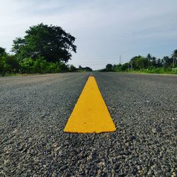 Surface level of road against sky