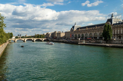 River seine banks in paris, france. nice green public space in the city center