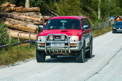 View of truck parked on road