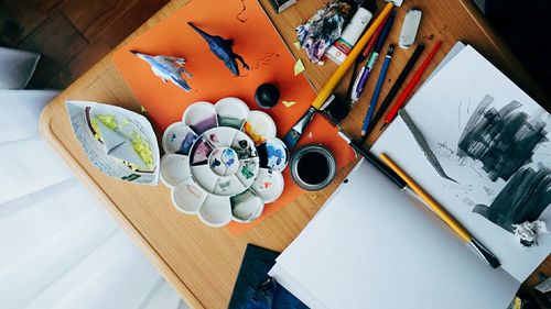Full frame shot of objects on table
