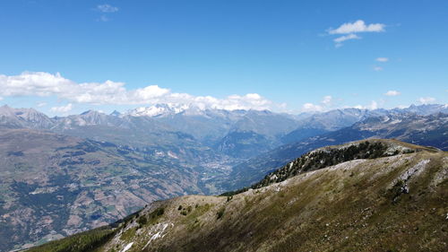 Scenic view of mountains against sky