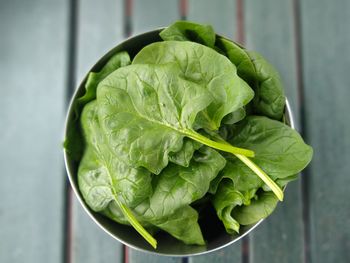 Close-up of fresh green spinach leaves