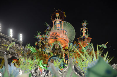 Low angle view of temple at night