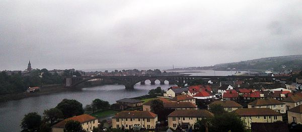 High angle view of bridge over river