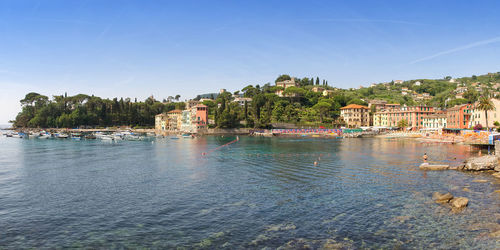 Scenic view of sea against clear sky