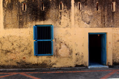 Closed door of old building