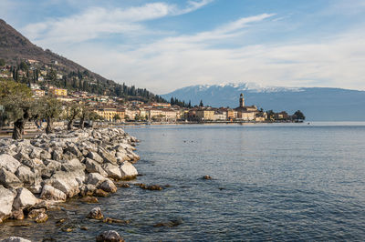 The beautiful promonade in the lakeside of salò