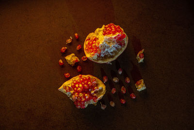 High angle view of fruits on table