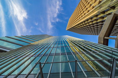 Low angle view of modern building against sky