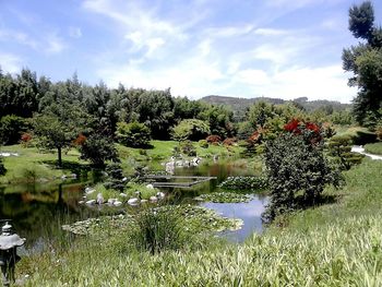 Scenic view of lake against sky