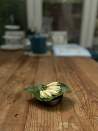 Close-up of flower on table