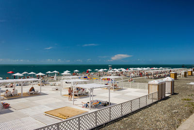 View of sea against blue sky
