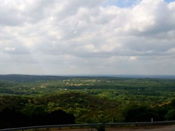 Scenic view of cloudy sky over field