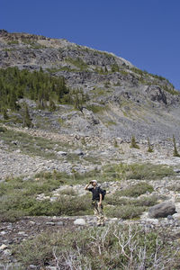 Man hiking at banff national park