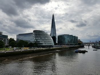 Buildings against cloudy sky