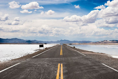 Surface level of road against sky