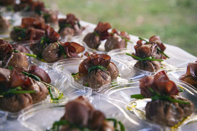 Elegant cheese and bresaola appetizers. high quality photo