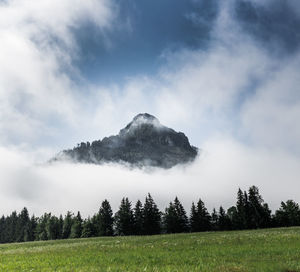 Scenic view of land against sky