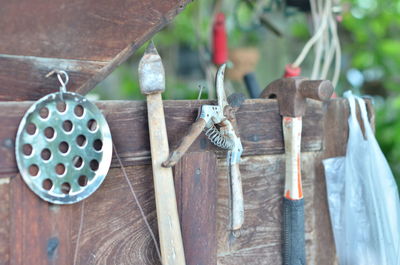 Close-up of objects on table