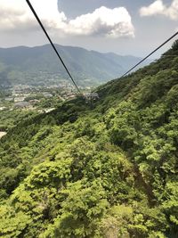 Scenic view of mountains against cloudy sky