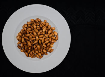 High angle view of food in plate on table