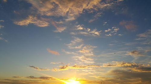 Low angle view of sky at sunset