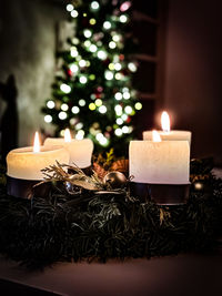 Close-up of christmas decorations on table