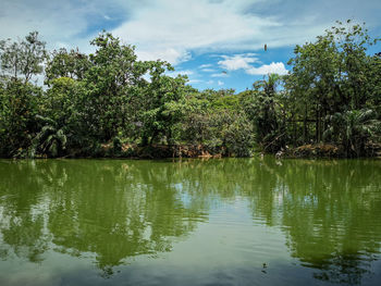 Scenic view of lake against sky