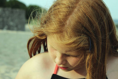 Close-up of girl at beach