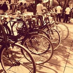 Bicycle parked in parking lot